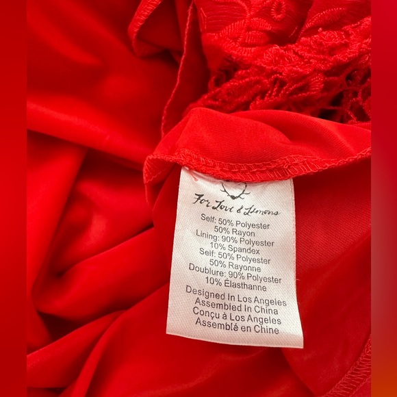 For Love And Lemons Garden Rose Hot Red Dress Small - Picture 6 of 14